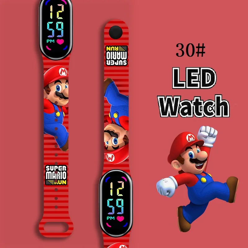 Mario Bros Children\'s Watches Action Figures Luigi Princess Peach Yoshi Bowser kids Sport Wristband Waterproof Digital Watch