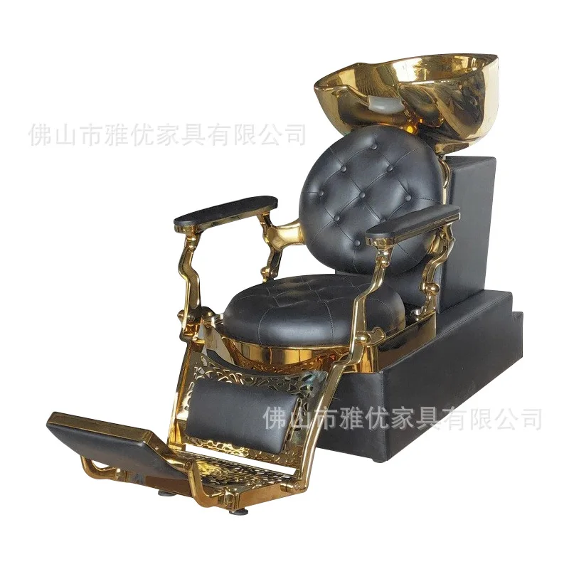 Manufacturer foreign trade golden shampoo bed barbershop special foreign beauty salon semi-reclining massage shampoo bed flush l