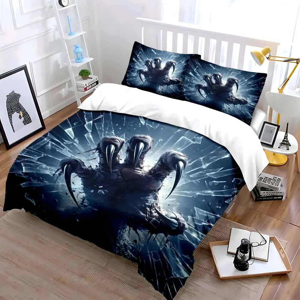 Sharp claws shattering glass Print Bedding Set 1 Duvet Cover 2 Pillowcases for Adult and Children Luxury Gift Full Size