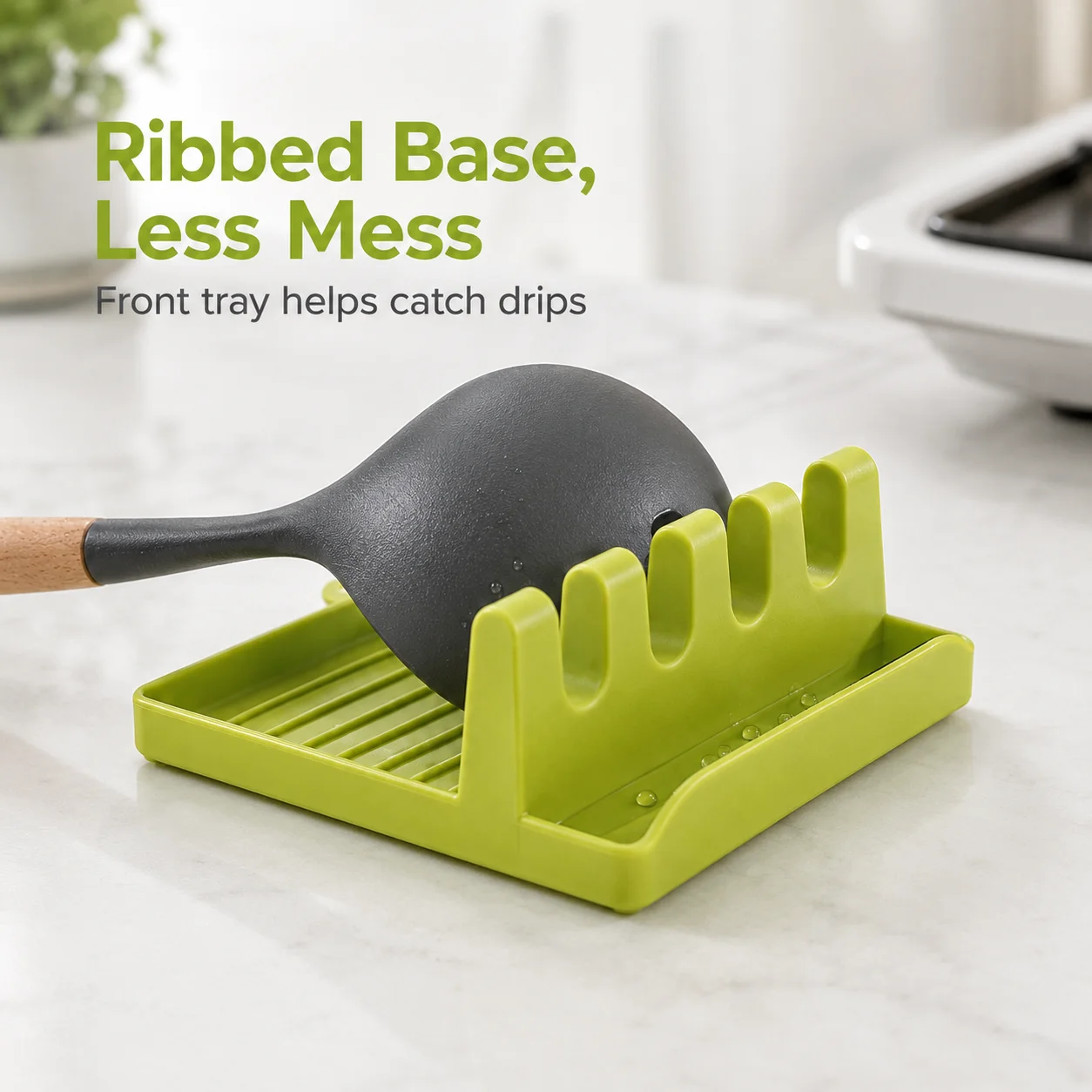 Pot Lid Holder Spoon Rest Kitchen Organizer Spatula Utensil Stand with Drip Tray Countertop Cooking Accessories Storage Rack