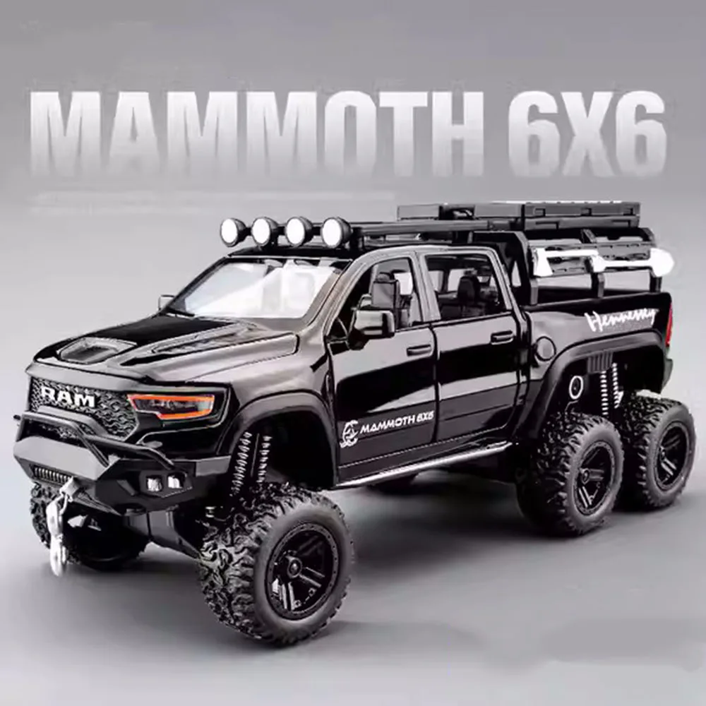 1:32 RAM Mammoth Rolls Royce Phantom 6x6 Zabawki Samochody Modele Napęd na Sprężynę Światło Muzyka Miniaturowe Pojazdy Terenowe Prezenty dla Maluchów i Dzieci