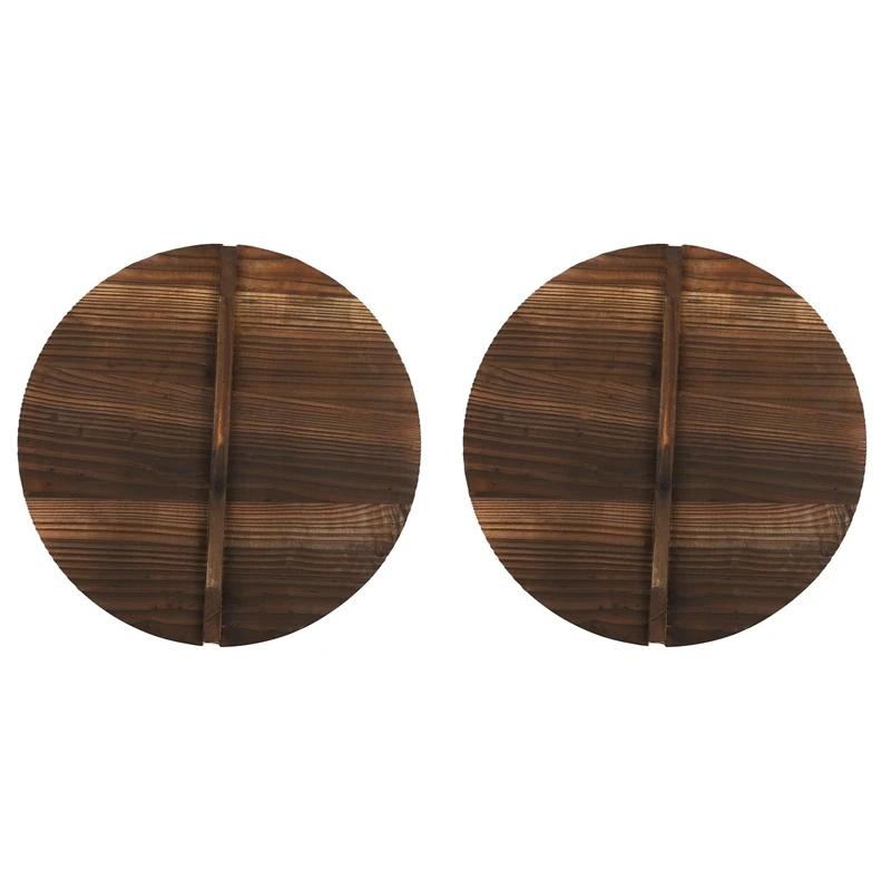 

2X Kitchen Multi-Functional Wooden Pot Cover Handle Pan Lid Eco-Friendly Anti-Scalding Wood Baking Pot Lids Cover 40Cm
