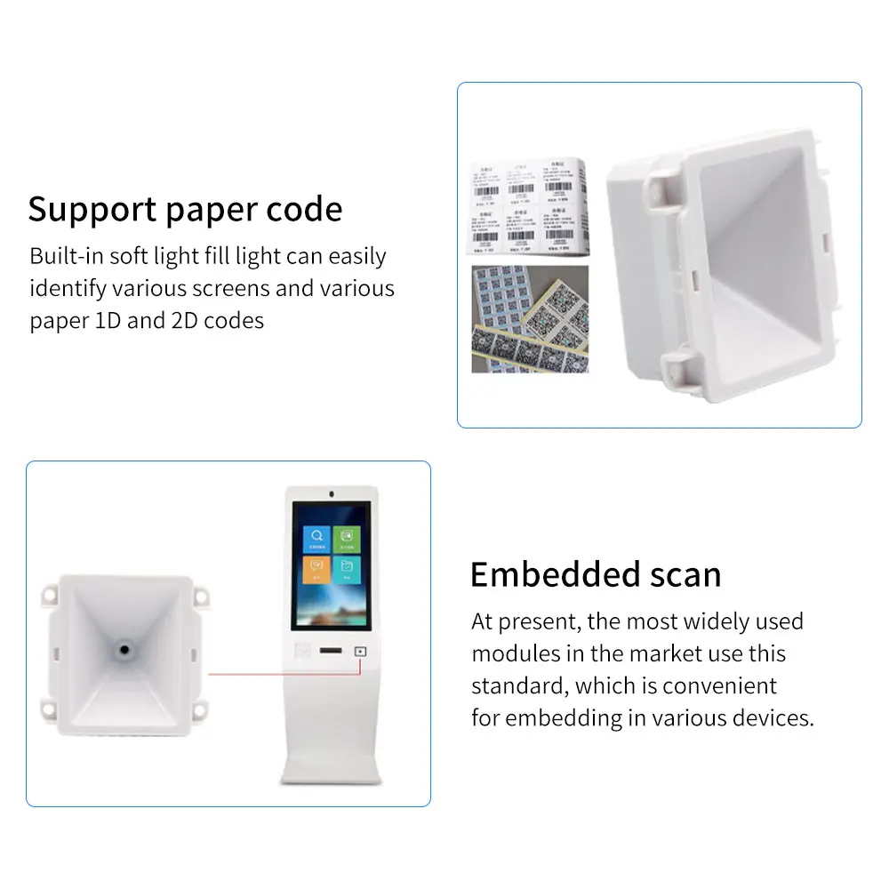 Escáner de código de barras 1D 2D, lector de código QR Usb para supermercado, Control de acceso RFID, lector RS232, escritorio integrado