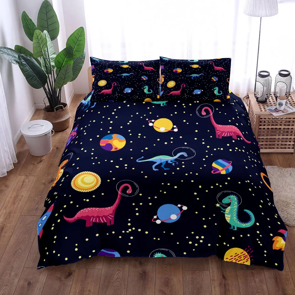 

3pcs Bedding Set Dinosaur Rocket Astronaut 3D Print Cozy Duvet Cover Set King Queen Twin Single Size Birthday Gift Bedroom Decor