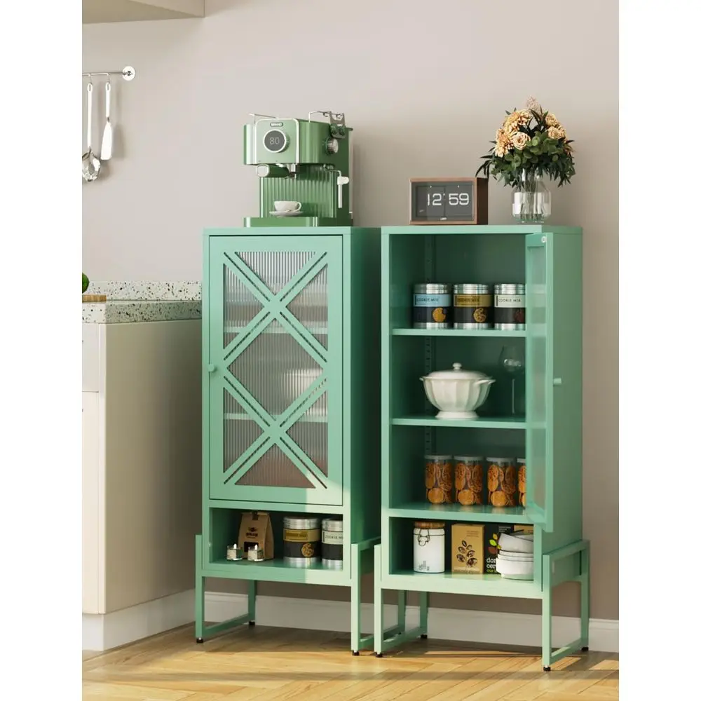 

Metal Storage Cabinet with Adjustable Shelves, 42.54"H reestanding Organizer or Pantry, Kitchen, Bathroom & Laundry Room, Strong