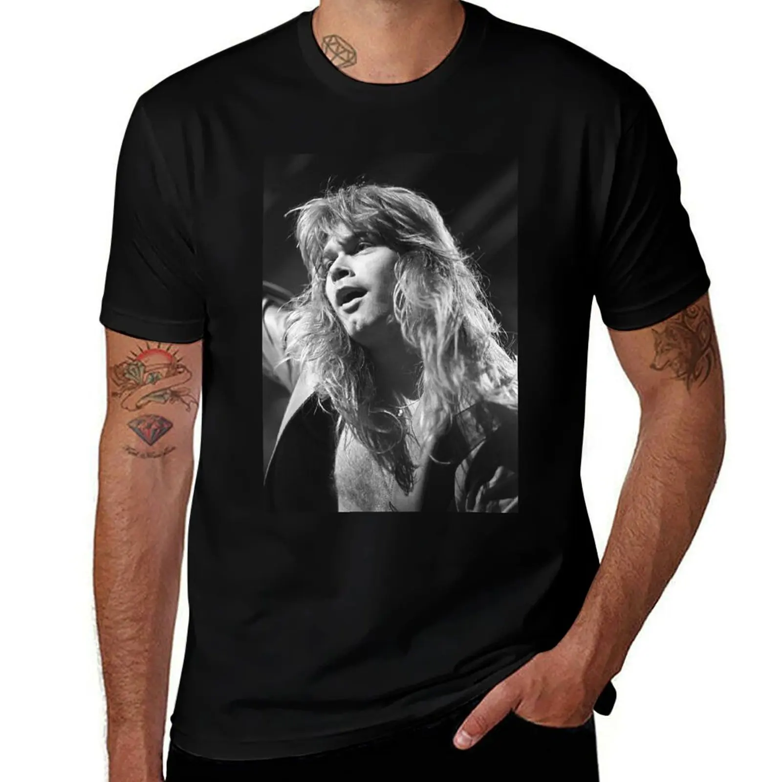 

Michael Kiske Helloween BW Photograph T-Shirt man t shirt summer man graphic t shirt T-Shirt