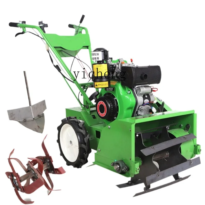 Tqh Diesel Four-Wheel Drive Mini-Tiller Furrowing Machine Agricultural Rotary Tiller Small Household Self-Propelled Weeding