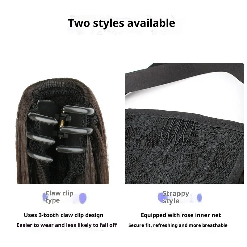 شعر مستعار اصطناعي ذيل حصان قبضة مجعد قليلا للنساء كليب ارتفاع درجة الحرارة الحرير الطبيعي رقيق الشعر الطويل سيدة مجعد الشعر كاذبة