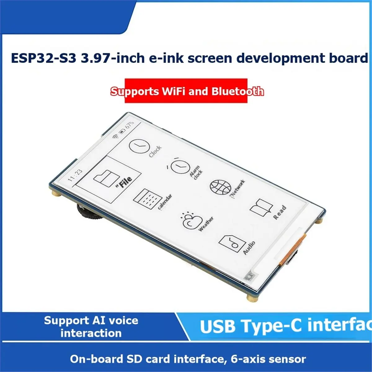 a49t-397-inch-black-white-ink-screen-development-board-supports-wifi-bluetooth-800x480-pcf85063-rtc-clock