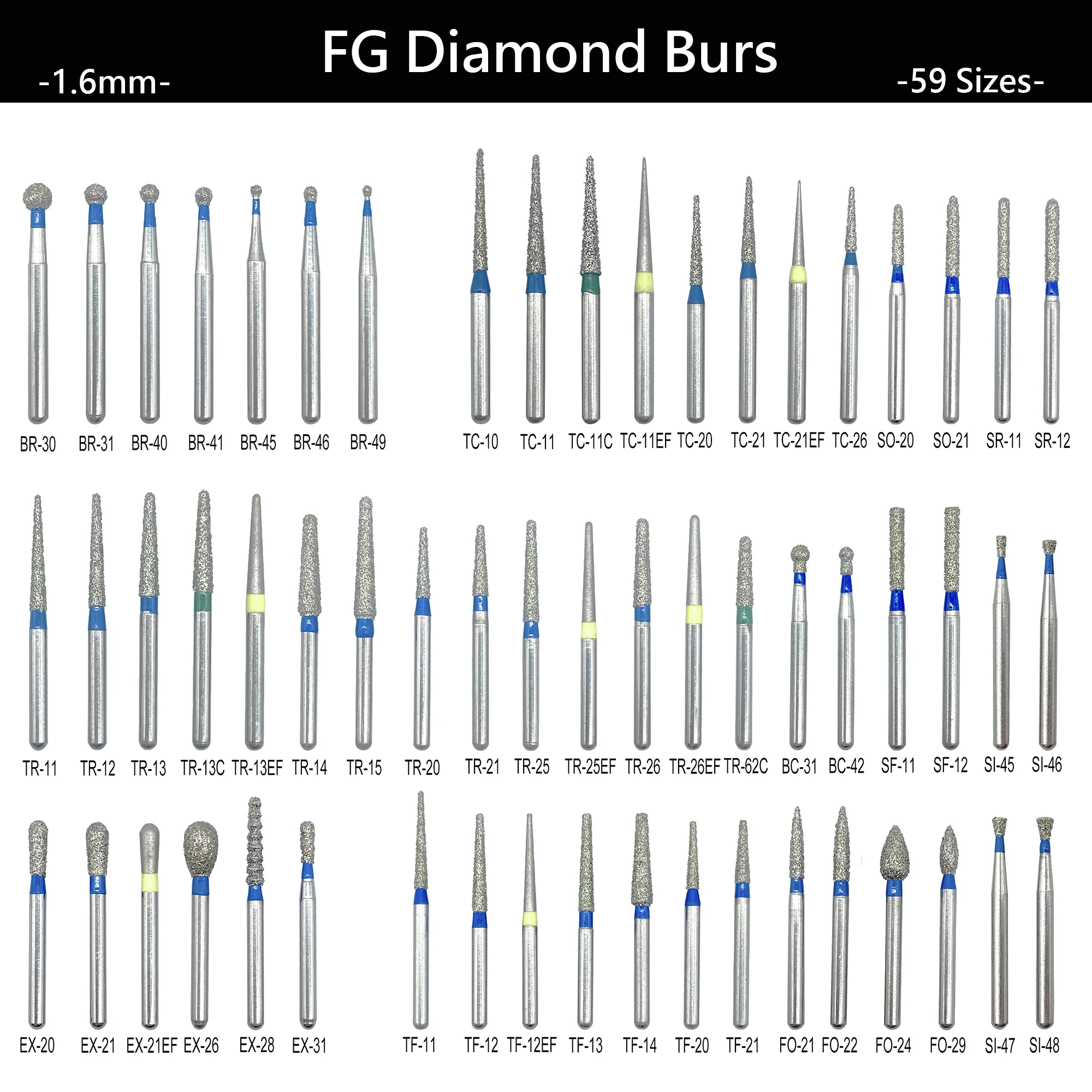 WELL CK Dental Diamond Bur FG Drills for High Speed Handpiece Polishing Whitening Tools Dental Burs for Teeth Whitening