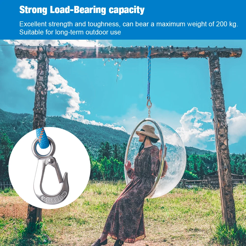 Corda para balanço de 60 cm, gancho e laço profissional de aço inoxidável resistente, ferramenta para pendurar rede/cadeira suspensa, suporte de carga seguro de 250 kg, corda para pendurar ao ar livre