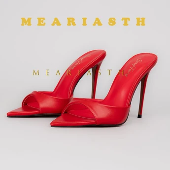 

Новые летние тапочки с открытым носком и острым носком, модные тапочки на высоком каблуке-шпильке, дышащие сандалии, элегантное праздничное платье, женская обувь