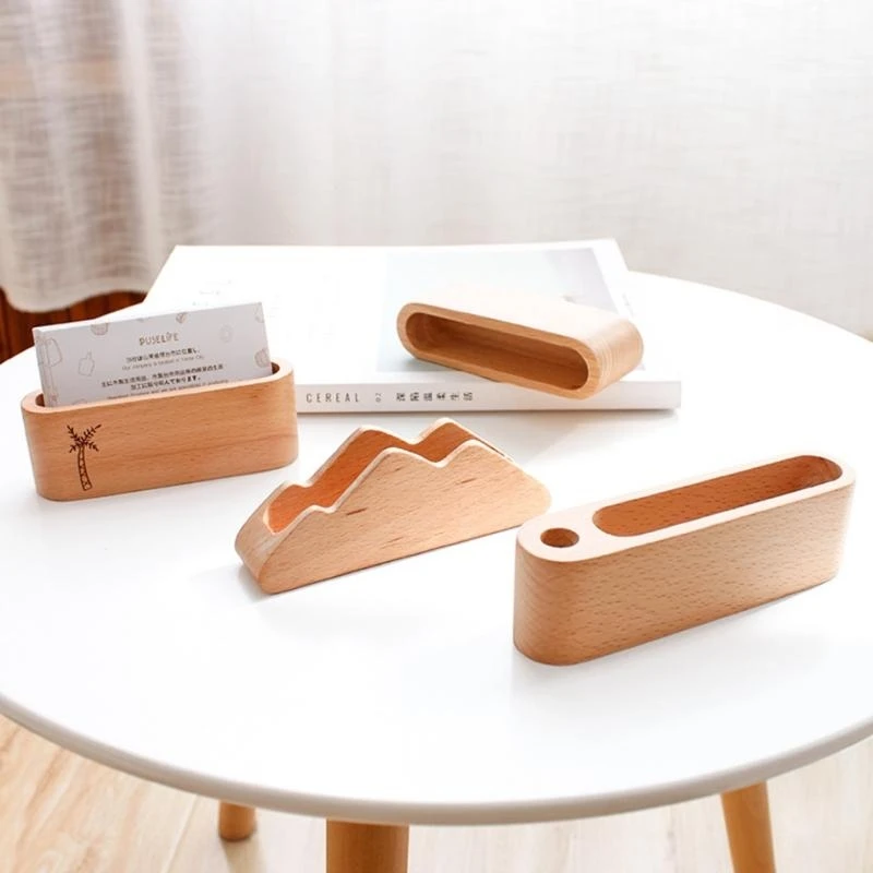 Desktop Wooden Name Cards for Case Business Card Display Holder 20 Sheets Capaci best sale