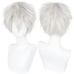 Short Wig for Men Silver White Men's Wig for Cosplay Short Silver White Wig for Halloween Boy Christmas Event Costume Party