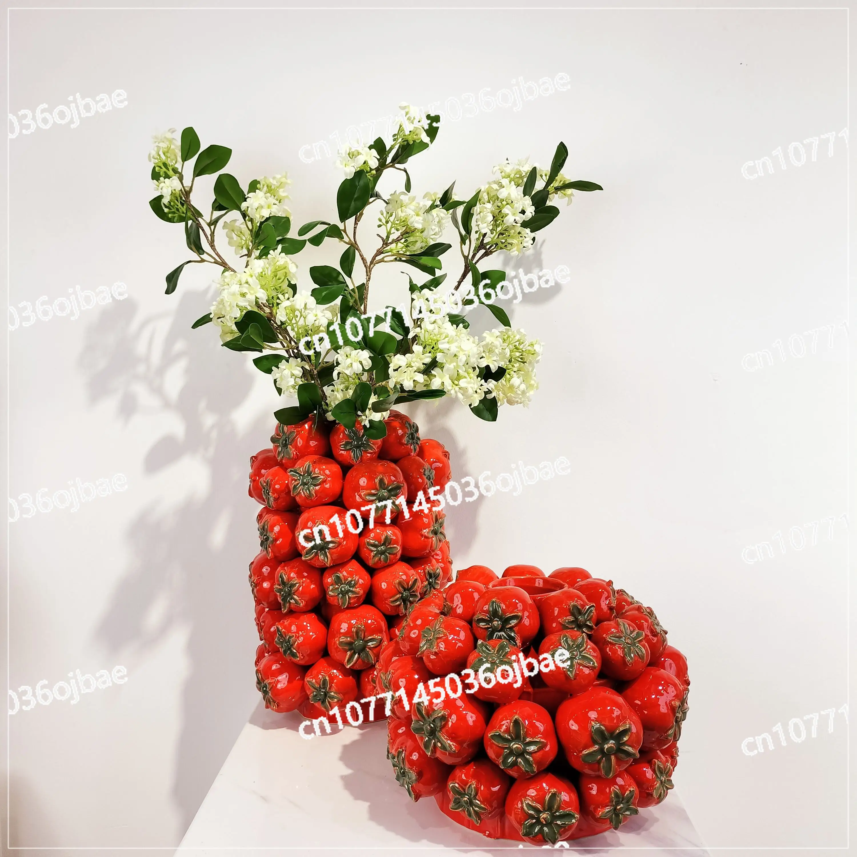 Lemon Tomato Modern Minimalist Style Indoor Wedding Decoration Ceramic Fruit Vase