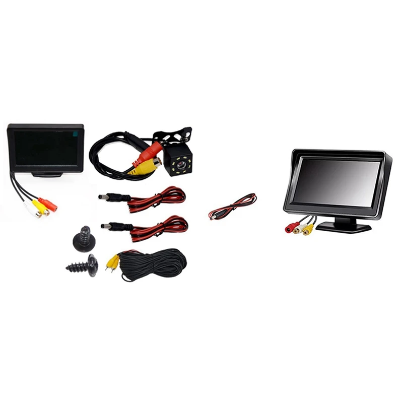 Câmera de visão traseira completa, display lcd tft de 4.3 polegadas de alto grau ou monitor à prova d'água, visão noturna, backup de ré