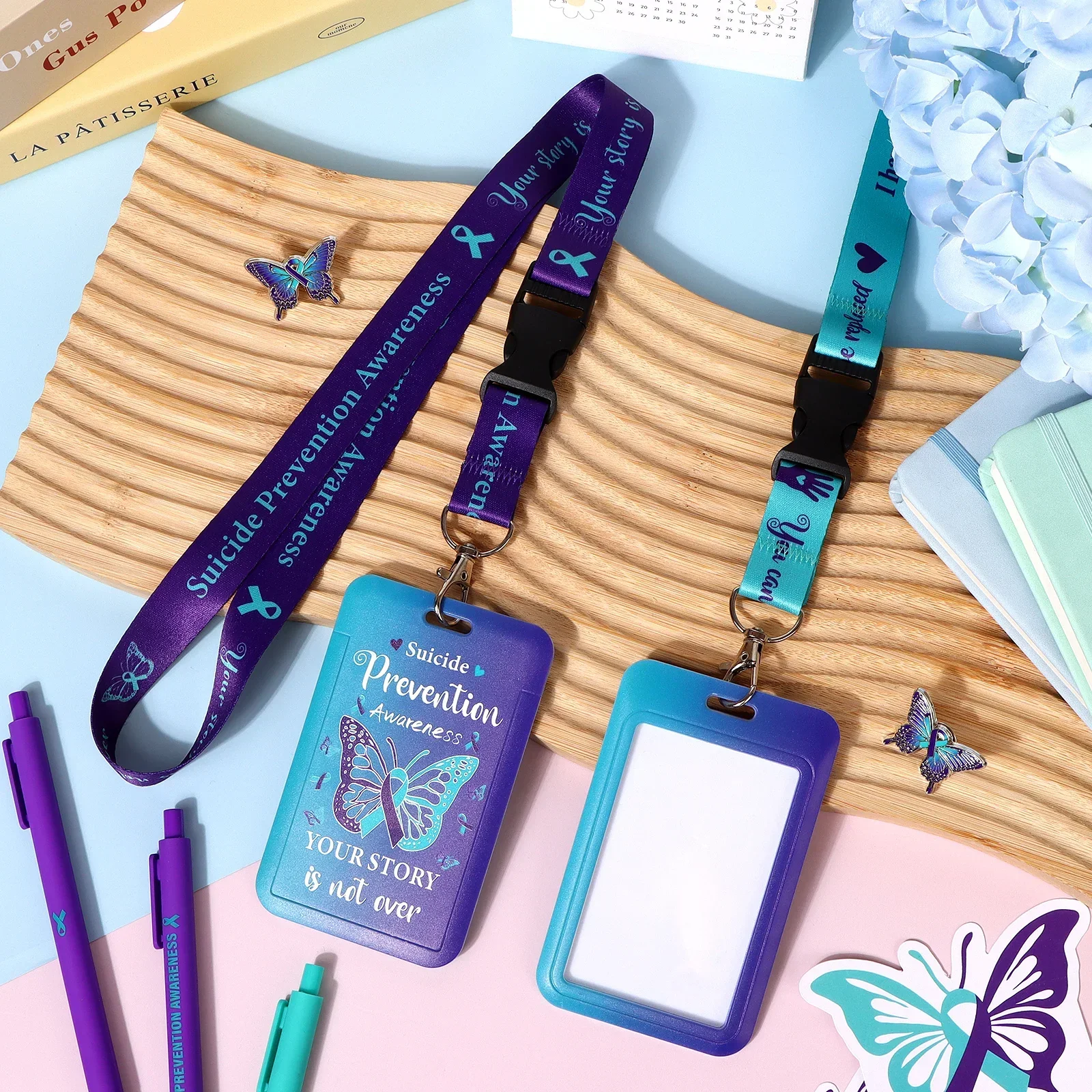 Suicide Prevention Awareness Lanyard ID Clip Purple Keychain Lanyard Accessory For Keys And ID Cards For Women Girls Teachers