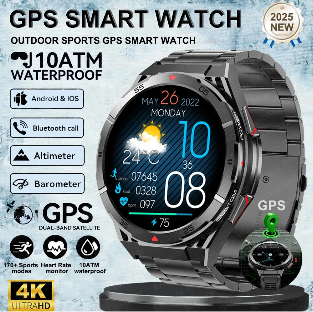 2025 AGPS New For HUAWEI Men Smart Watch DIgital Military Sports Electronic Bluetooth 10 ATM Waterproof Diving Original Bracelet