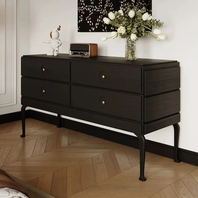 خزانة جانبية لتناول الطعام بتصميم كلاسيكي فرنسي، خزانة جانبية سوداء مدخنة إيطالية، خزانة الشرفة، خزانة غرفة النوم، قسم غرفة المعيشة #2