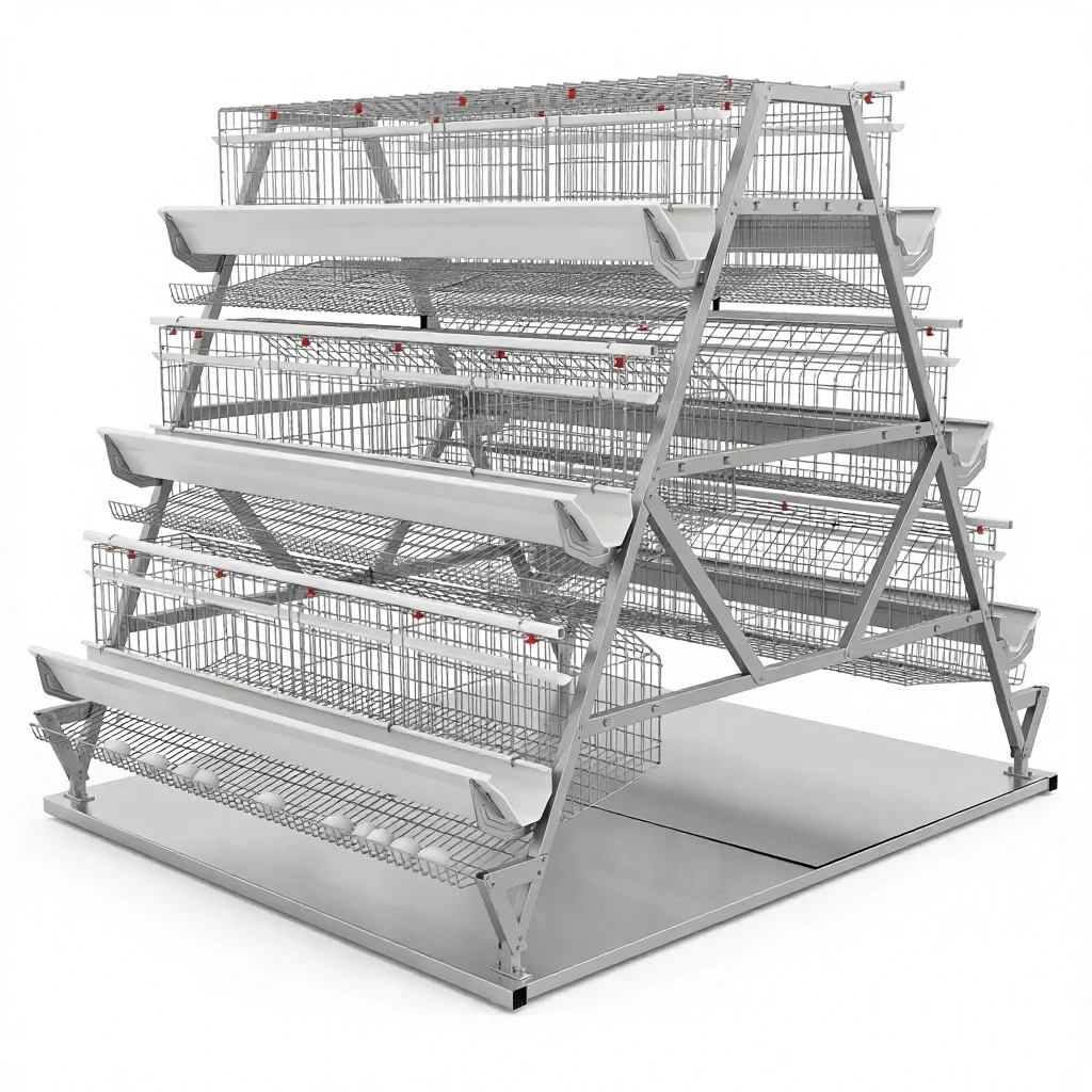 Automatic A-Frame Layer Cage With Hot-Dip Galvanized Anti-Corrosive Mesh And Precision Egg Collection System