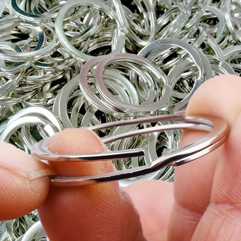 الفولاذ المقاوم للصدأ حلقات المفاتيح جولة خط مسطح سبليت خواتم سيارة Keyrings صنع المجوهرات سلاسل المفاتيح المعدنية دائرة Findings بها بنفسك النتائج بالجملة