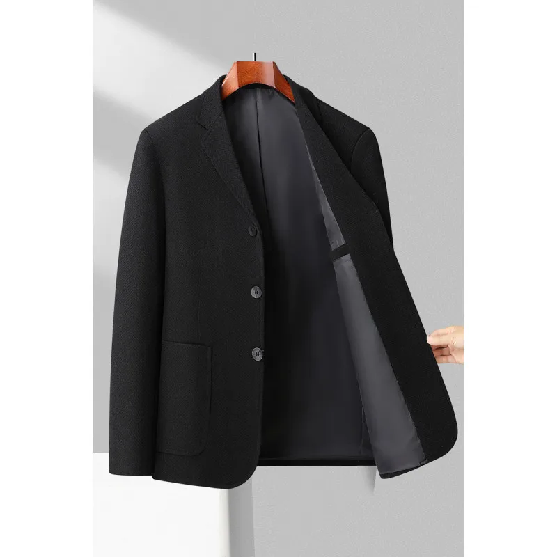 

New Men's Korean Casual Trend Work Officiating Wedding British Style Solid Color Wool Blazer Business Fashion Gentleman's Suit