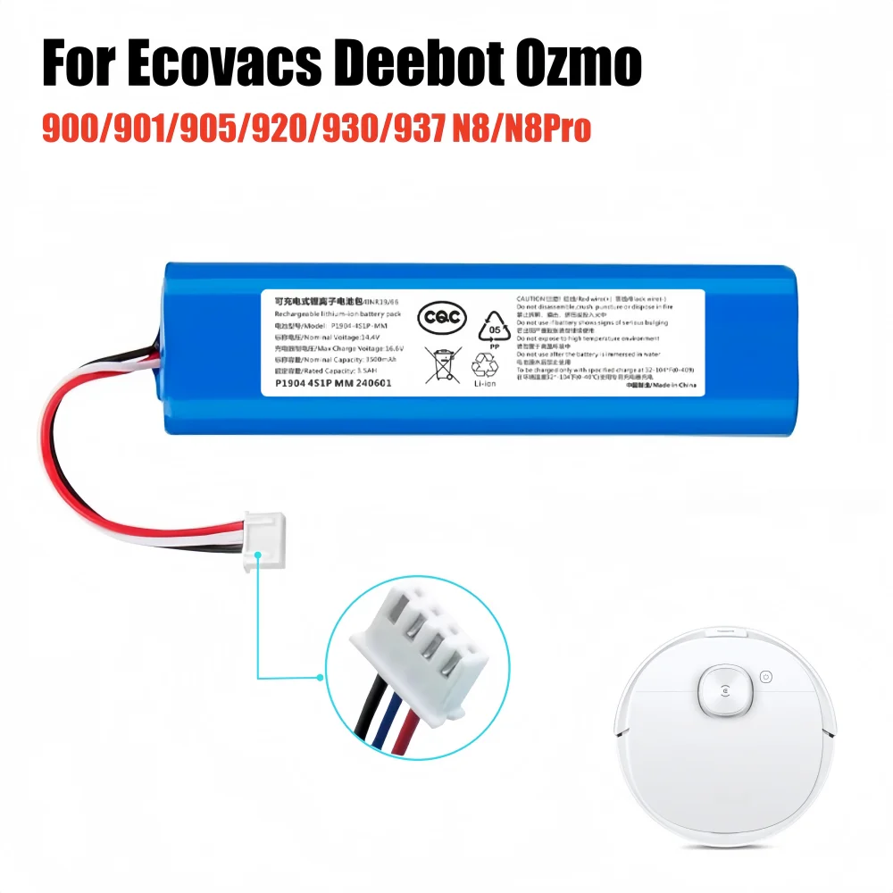 Сменный аккумулятор для Ecovacs Deebot Ozmo 900,901,905,920,930,937,N8,N8 Pro Li-ION 14,4 В, аккумулятор для робота-пылесоса