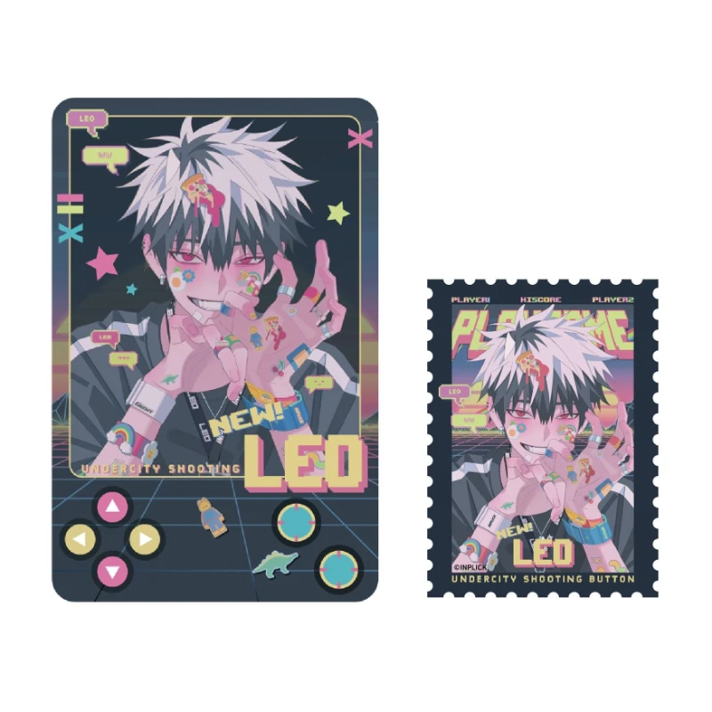 INPLICK Original OC Leo Merchandise Shikishi Board, Polaroid-style Card and Badge, Collectible Gift for Fans
