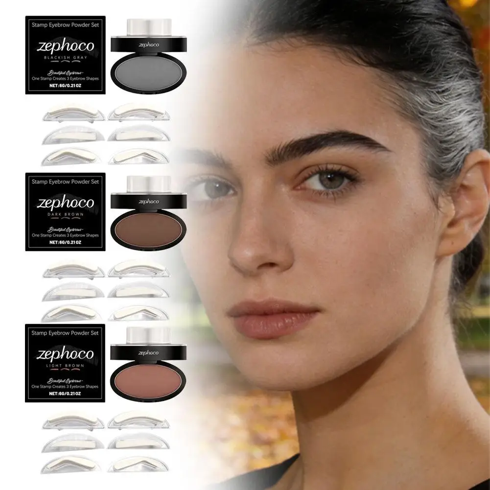 Waterproof Eyebrow Stamp Powder Set Reusable Brow Template Stencils Quick Natural Eyebrow Shaping Cosmetic Makeup