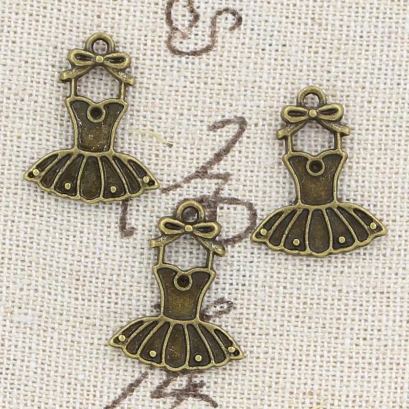 30 sztuk Charms baletowa spódniczka Tutu sukienka spódnica baleriny 20x16mm antyczny srebrny kolor wisiorki DIY produkcja informacji ręcznie robione rzemiosło tybetańskie — zdjęcie 3