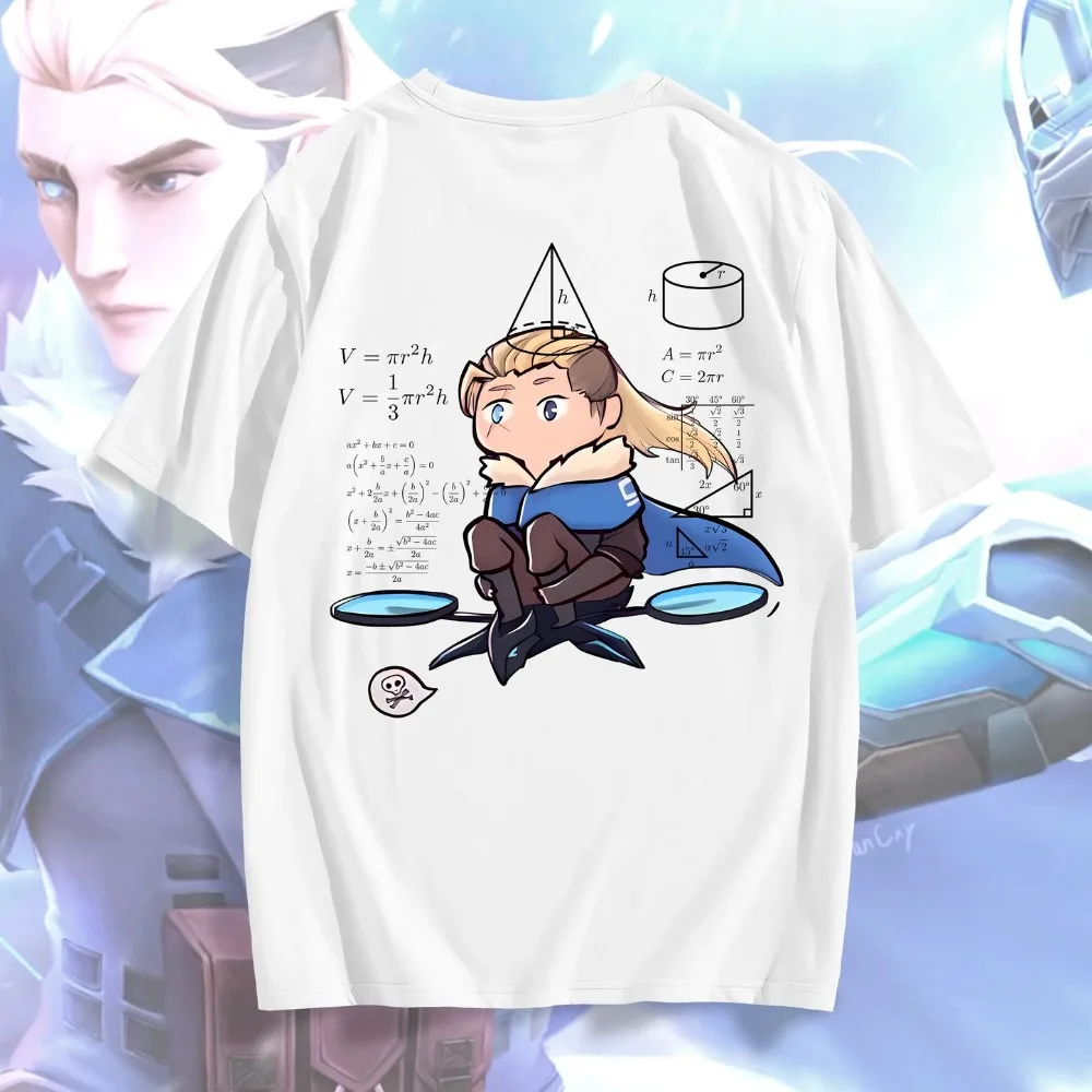 Cute Valorant Sova Chibi Math Formula Graphic Tshirt Men Double Sided Print Oversized Gaming Tee Agent Symbol Casual ShortSleeve