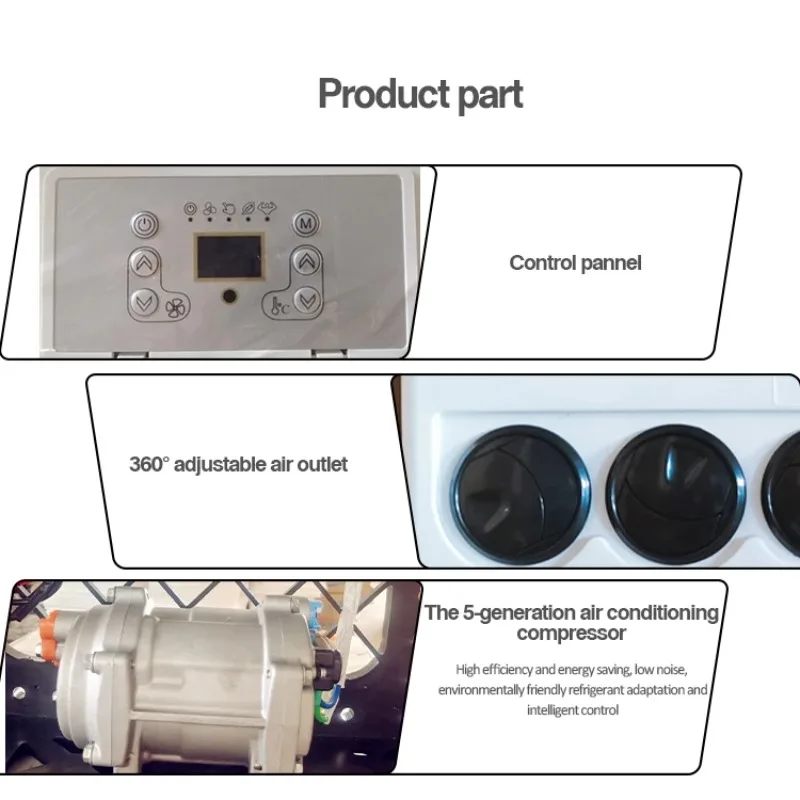 فان جرار كهربائي تكييف هواء آخر صغير 24 فولت 12 فولت وقوف السيارات 12 فولت شاحنة مكيف الهواء #6
