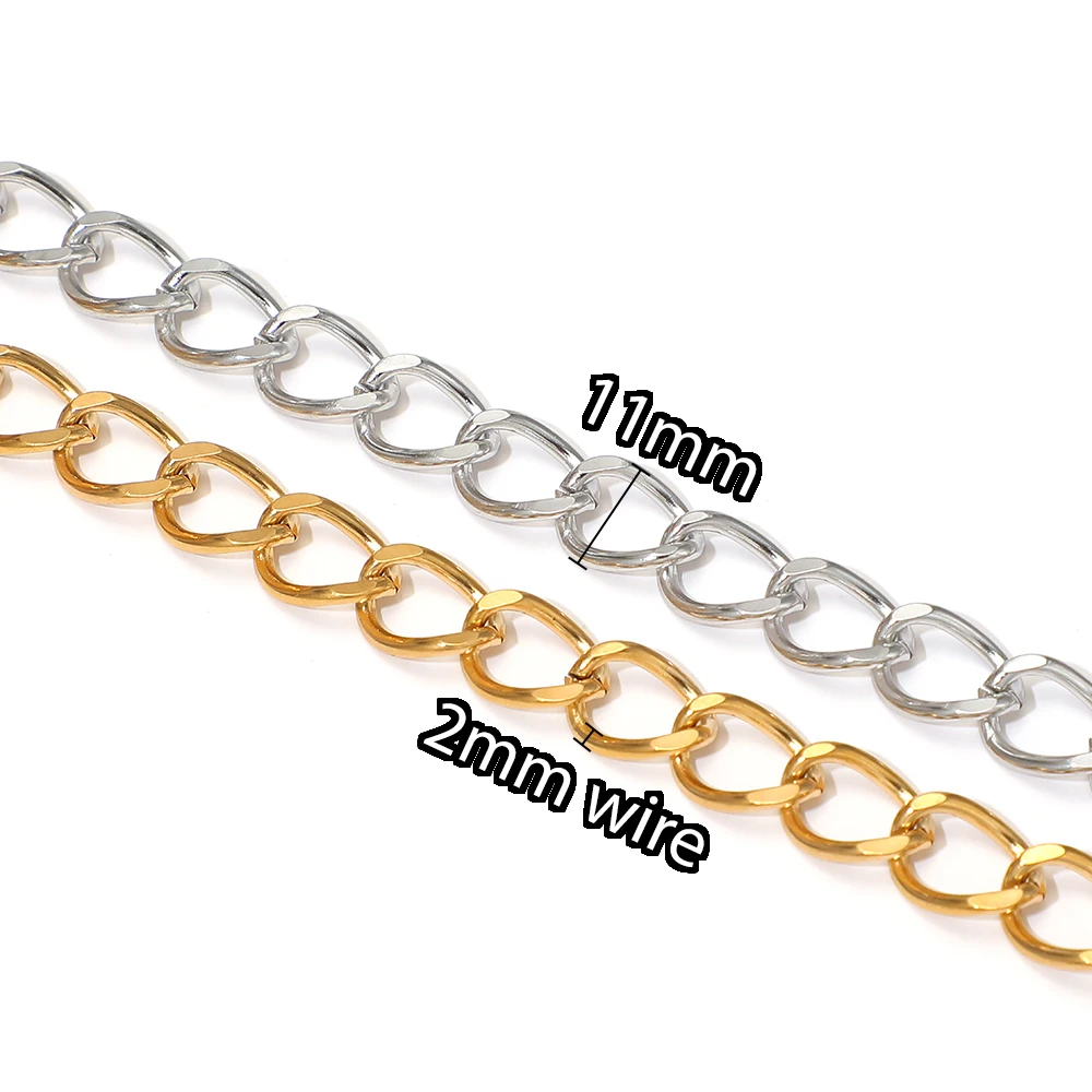 1 Meter Edelstahl Große Kubanische Kette Gedrehte Gliederketten für DIY Hip-Hop-Schmuckherstellung Modische Halsketten Armband-Zubehör – Detail 3
