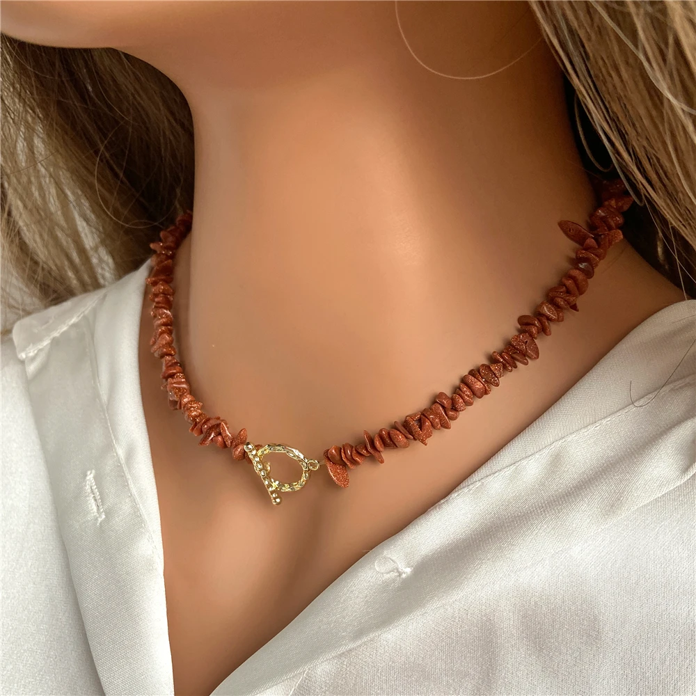 Red Chip Stone Choker Irregular Natural Carnelian Agates Coral Quartzs Gem Necklace Reiki Bohemian Jewelry Gift For Women Men