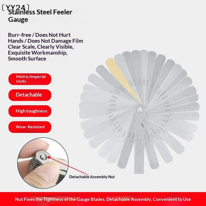 32Pcs/set Portable Durable Feeler Gauge Various Specifications Arc Stainless Steel Feeler Gauge  Gauge Rangefinder〔YY24〕