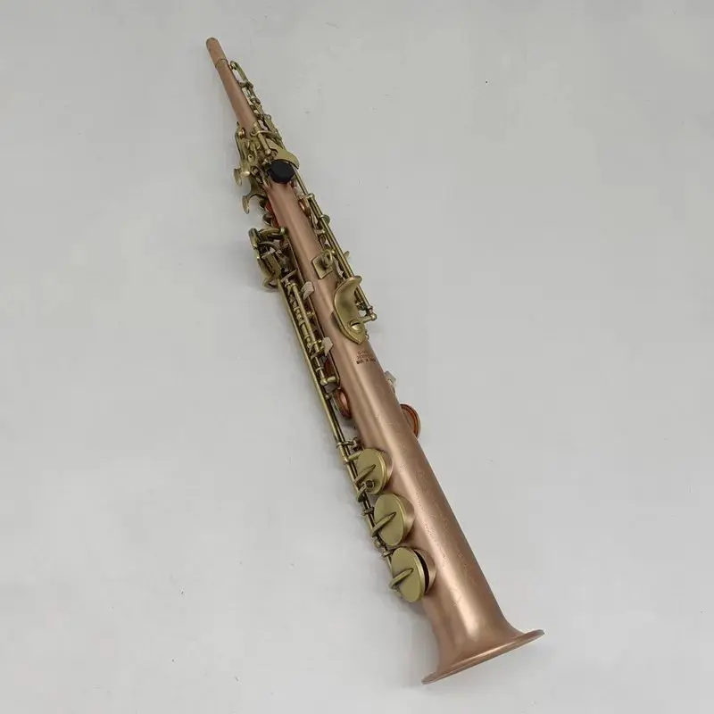 Japan S 901 Brass Straight Soprano Sax Saxophone Bb B Flat Woodwind Instrument Natural Shell Key Carve Pattern