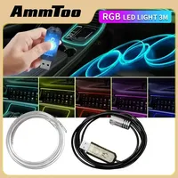 LED Car Interior Ambient Strip Lights USB RGB Neon Acrylic Strip Decorative Lights For DIY Flexible Ambient Light Atmosphere