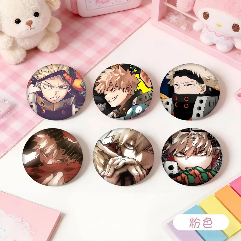 1pc Cartoon Anime Character Katsuki Bakugo Cartoon Style Badge Brooches On Backpack Decoration Round Enamel Pins For Accessorys