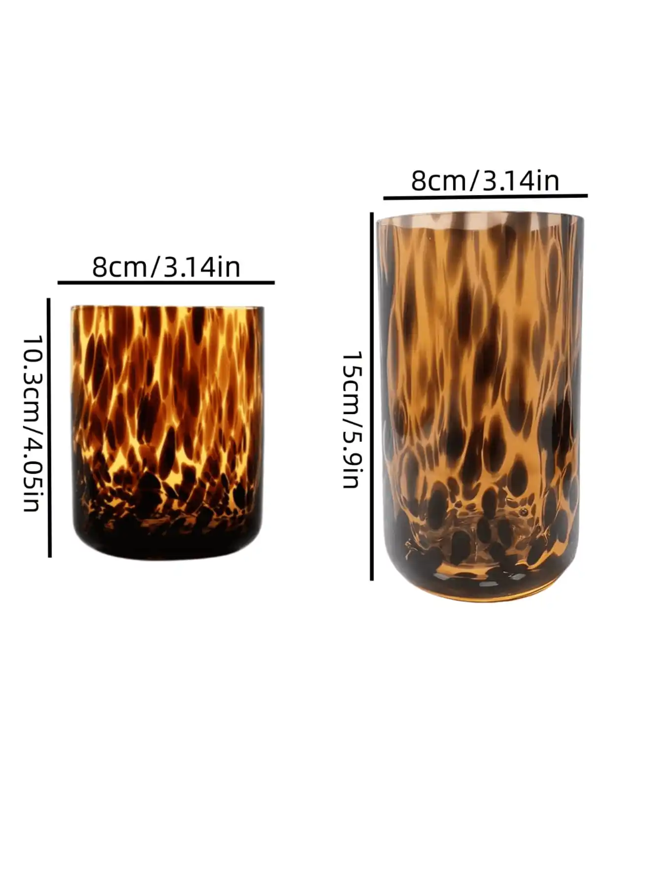 1pc Vintage Amber Leopard Print Glass Cup, Creative Handhold Cup For Specialty Drinks, Retro Wild Leopard Print Beverage Cup, Suitable For Home, Restaurant, Cafe, Dessert Shop, Gift, Party，sh260515095635451657222
