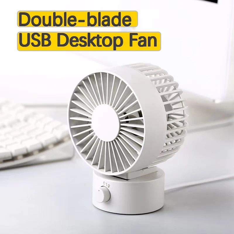 

USB Mini Desktop Fan, Dual Blades, Strong Wind, Quiet Operation, Suitable for Home and Office Use, Single-Person Air Circulation Fan with Two Speed Settings