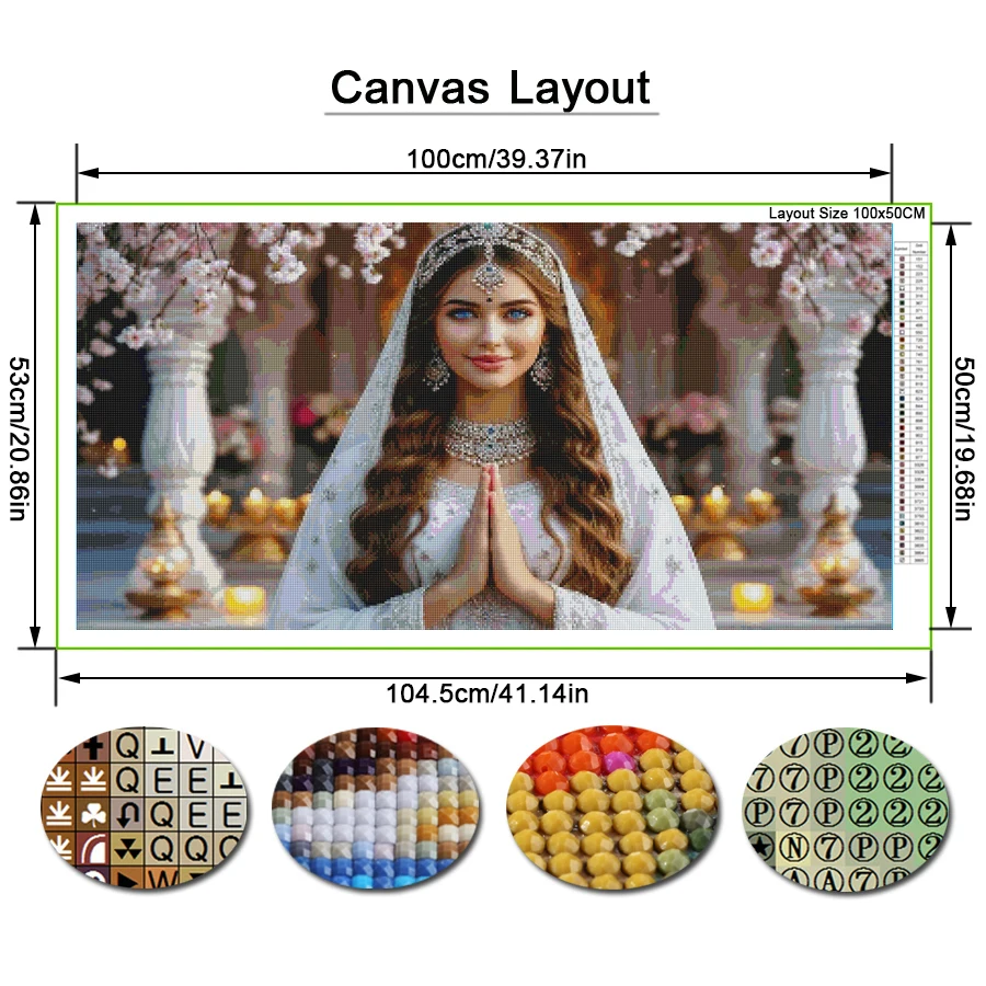 Beautiful Woman Praying Large Size Diy Diamond Arts Painting Kits Pretty Girl Full Square Round Drill Mosaic Embroidery Picture