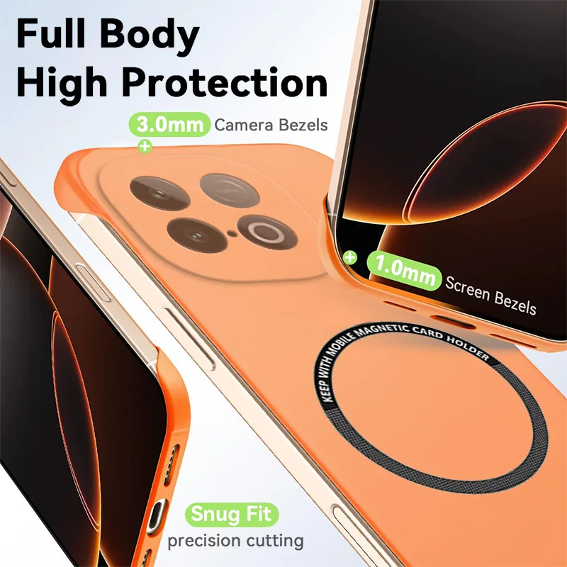 Funda magnética delgada para VIVO iQOO Z10 Turbo Pro Plus, funda de teléfono sin marco, mate, antiarañazos, dura, para PC, armadura sin bordes a prueba de golpes