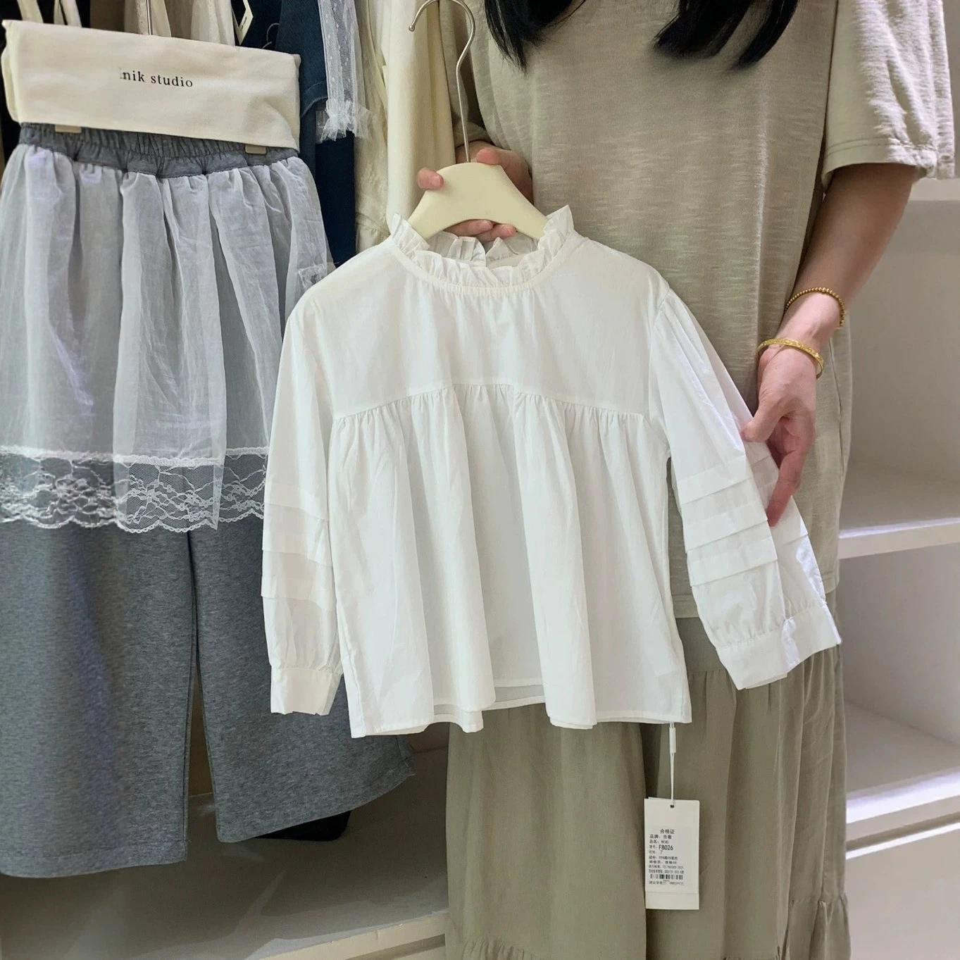 Girls blouse kids white Shirt  2026 Autumn Korean Long Sleeve Lace