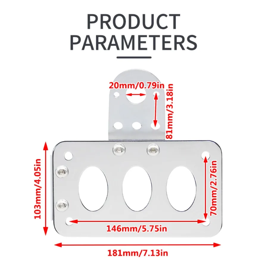 Motorcycle Modified Retro Style Metal Material Licence Plate Bracket Motorbike Electroplate Side Mount Anti-slip Licence Holder