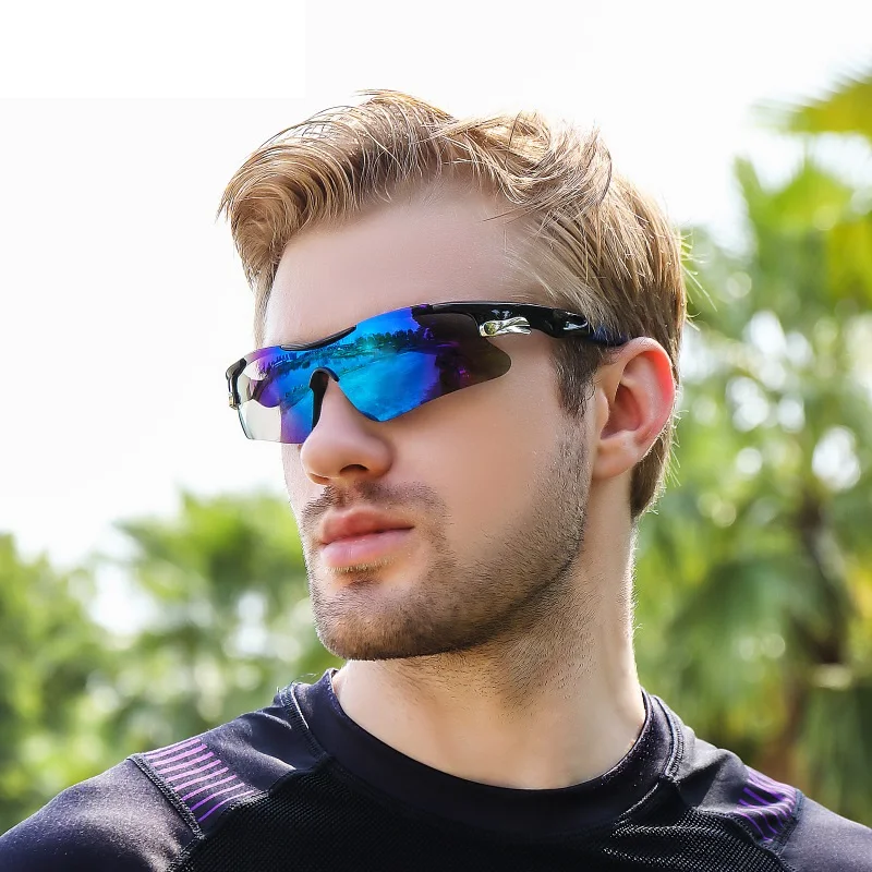 Lunettes de soleil de cyclisme demi-monture pour hommes et femmes, lunettes de sport VTT, lunettes de vélo d\'extérieur, lunettes de vélo sans boîte,