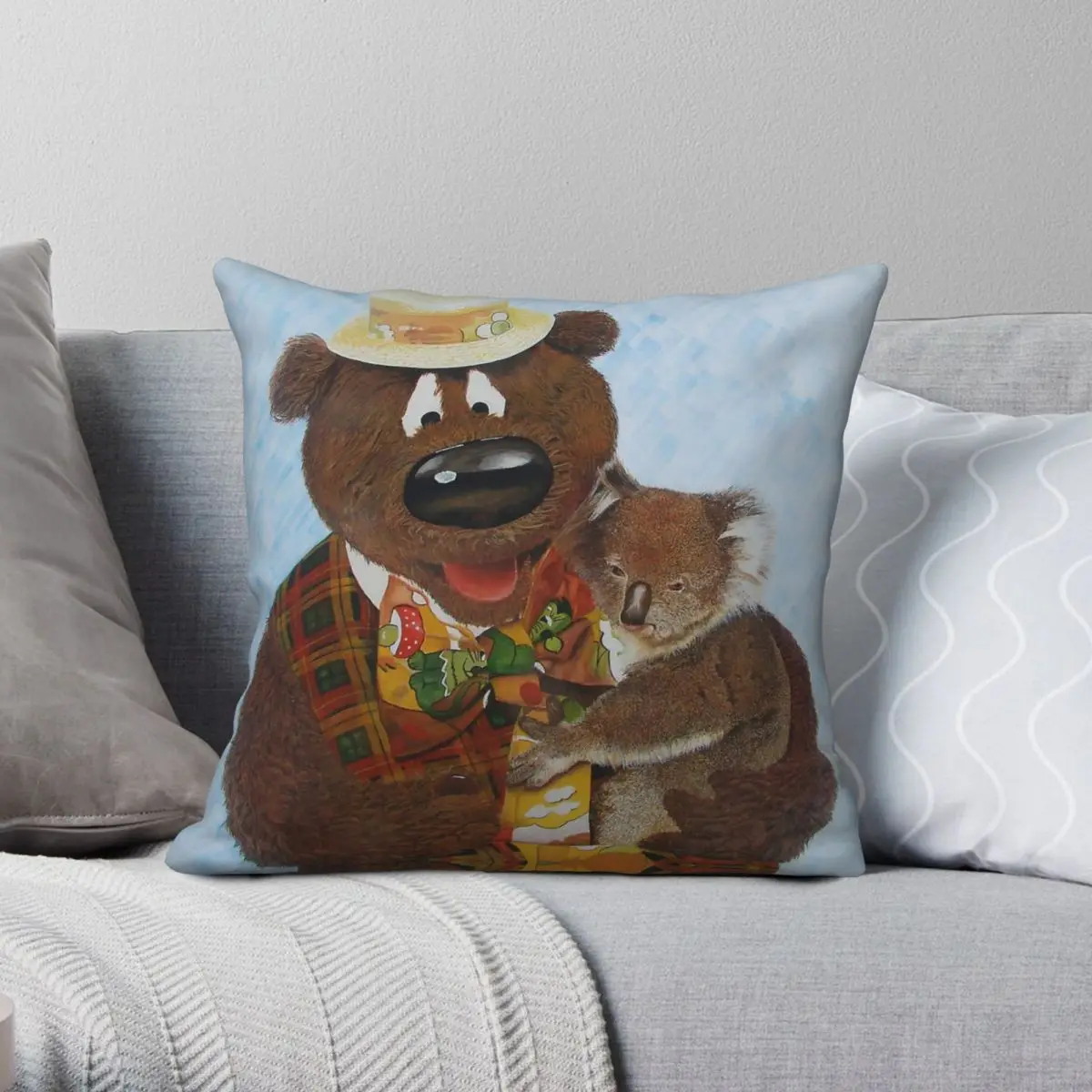 Here's Humphrey Humphrey B. Bear Square Pillowcase Polyester Linen Velvet Pattern Zip Decor Pillow Case Home Cushion Cover 18
