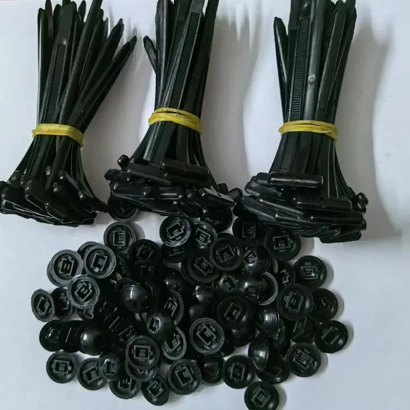 100PCS Nylon Universal Cable Tie Buckle Heavy Duty Self-Locking Zip Ties Holder with Pin Fasteners Car Body UV Resistant Zipties
