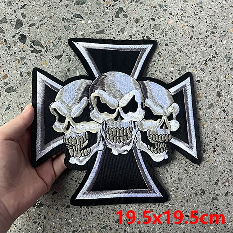 Punk Embroidered Patch Biker Rock Large Guitar Patch Iron On Patches For Clothing Jacket Big Wings Patches On Clothes Back Badge