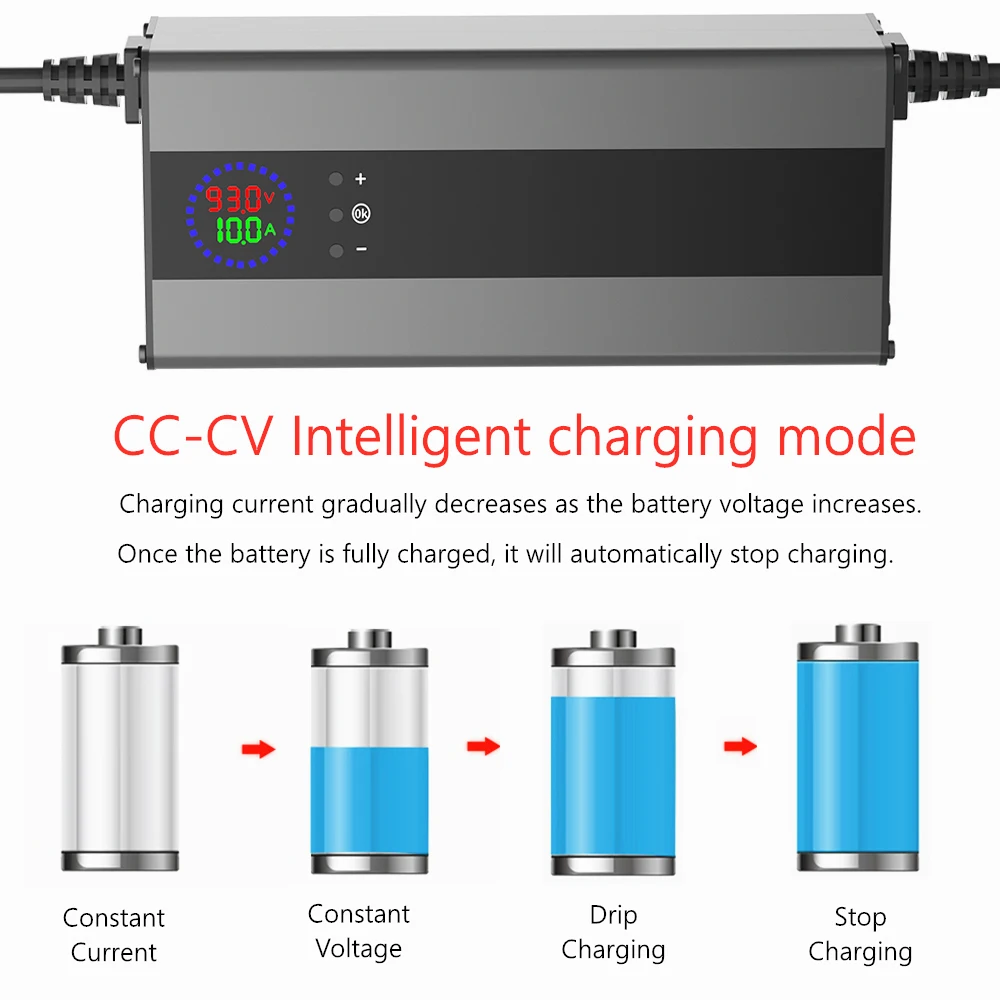 48V 58.4V 72V 60V 67.2V 84V 87.6V Li-ion LiPo Lifepo4 Lithium Battery Charger Curren Adjust 10A 5A Fast Charge 16S 20S 24S parts