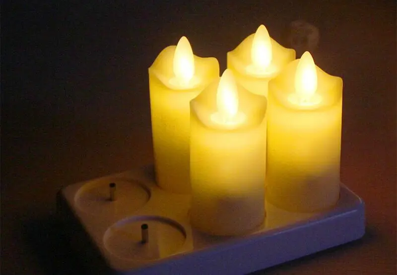 

Set of 6 Rechargeable Remote controlled Waving Flame LED tealight Votive Dancing Candle Light Xmas Wedding Home Decor-Warm white